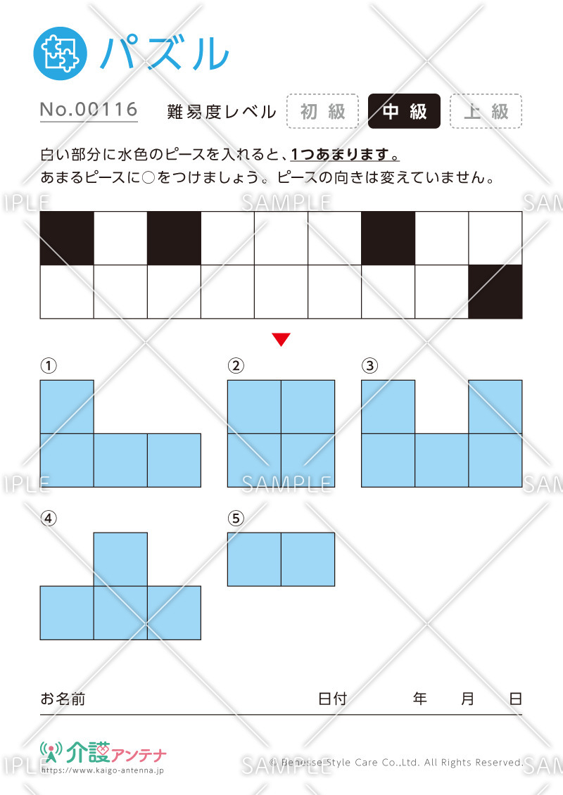 余るピースを見つけるパズル -No.00116(高齢者向けパズルの介護レク素材)