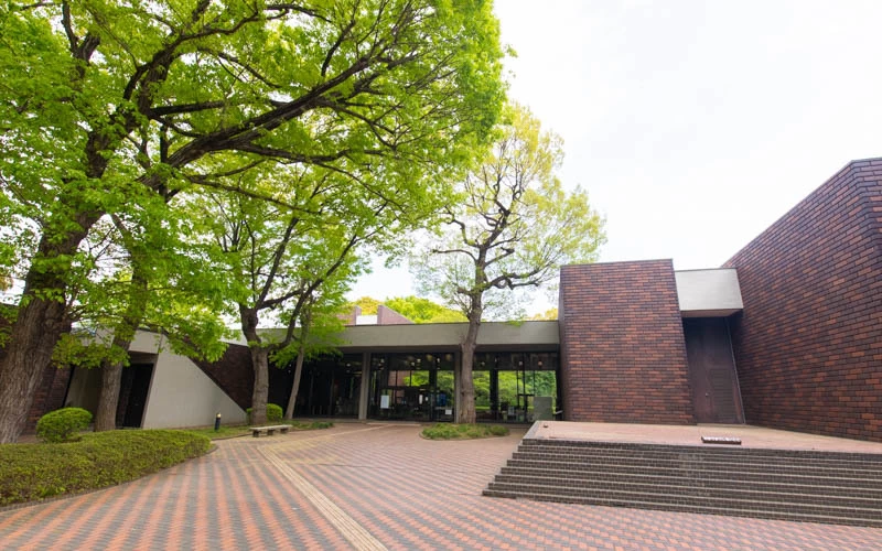 博物館入口前は広くフラットな作りになっており、車椅子でも入館しやすい。