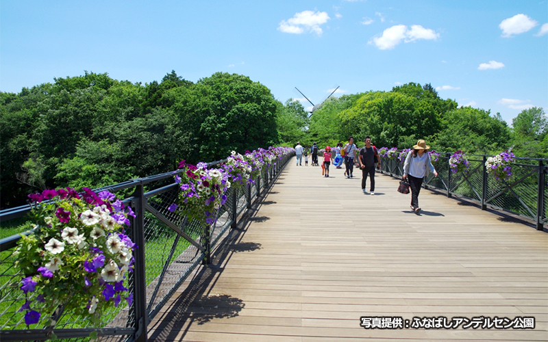 太陽の橋。「メルヘンの丘」ゾーンと「ワンパク王国」ゾーンとをフラットに繋いでいる。