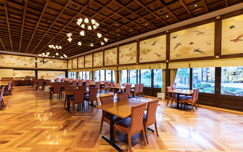 赤坂仮皇居の御会食所として使用された会場「金鶏」。結婚式などで貸切利用がない日はラウンジとして開放されている。