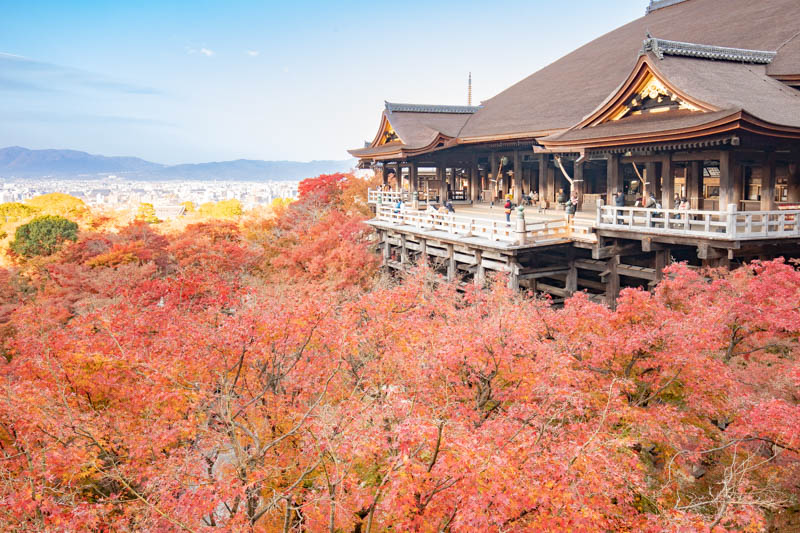 清水寺の代名詞『舞台』は「奥の院」側から見ると京都の街が一望できる。